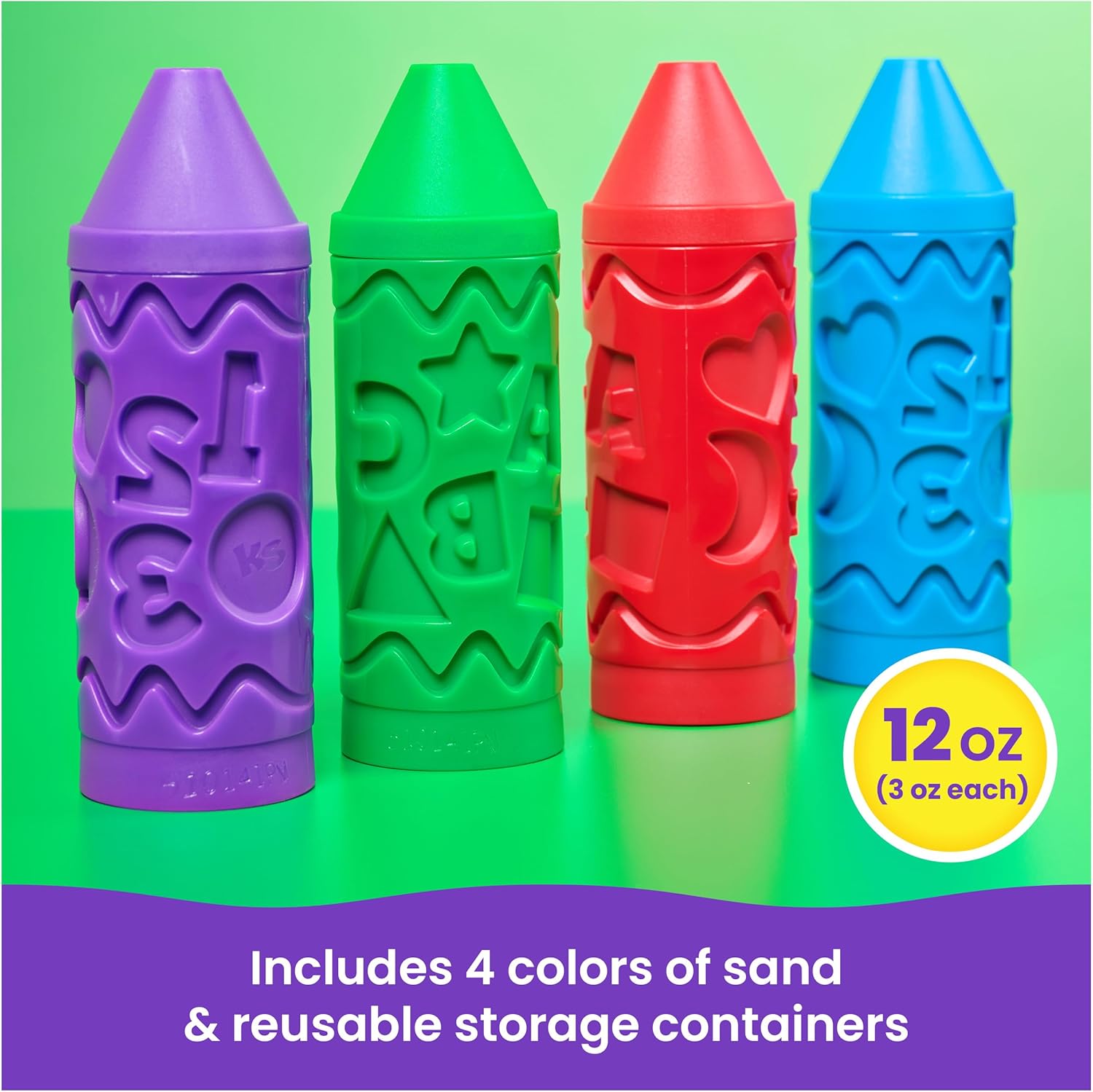 Alternative view of Kinetic Sand, Stamp N' Roll Crayon Multi-Pack with 12 oz Purple, Green, Blue & Red Play Sand, Toddler Toys, Arts and Crafts Kids Toys for Girls & Boys Ages 3 and up