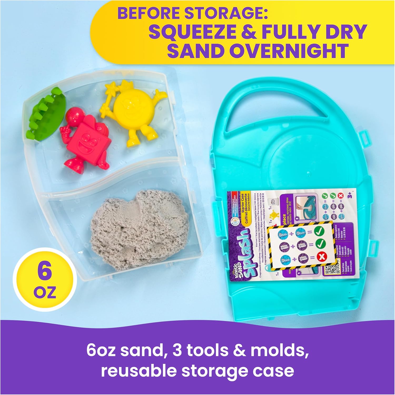 Kinetic Sand, Splash Starter Case with 6oz Color-Change Play Sand, 3 Tools & Molds, Reusable Storage, Sensory Toys, Holiday Gifts & Stocking Stuffers for Kids Ages 3 and up - Image 6