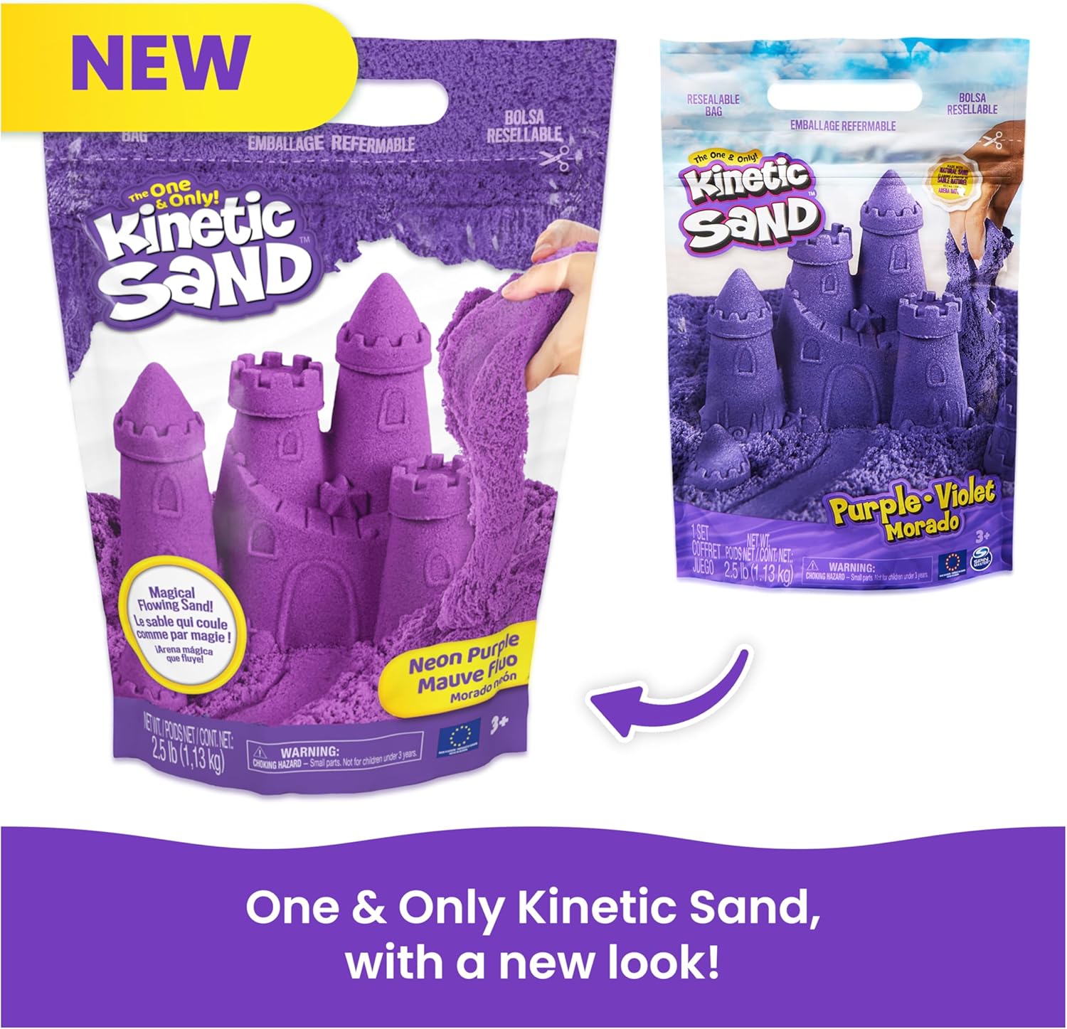 Kinetic Sand, 2.5lbs Purple Play Sand, Amazon Exclusive, Moldable Sensory Toys for Kids, Resealable Bag (Packaging May Vary), for Ages 3 and up - Image 6