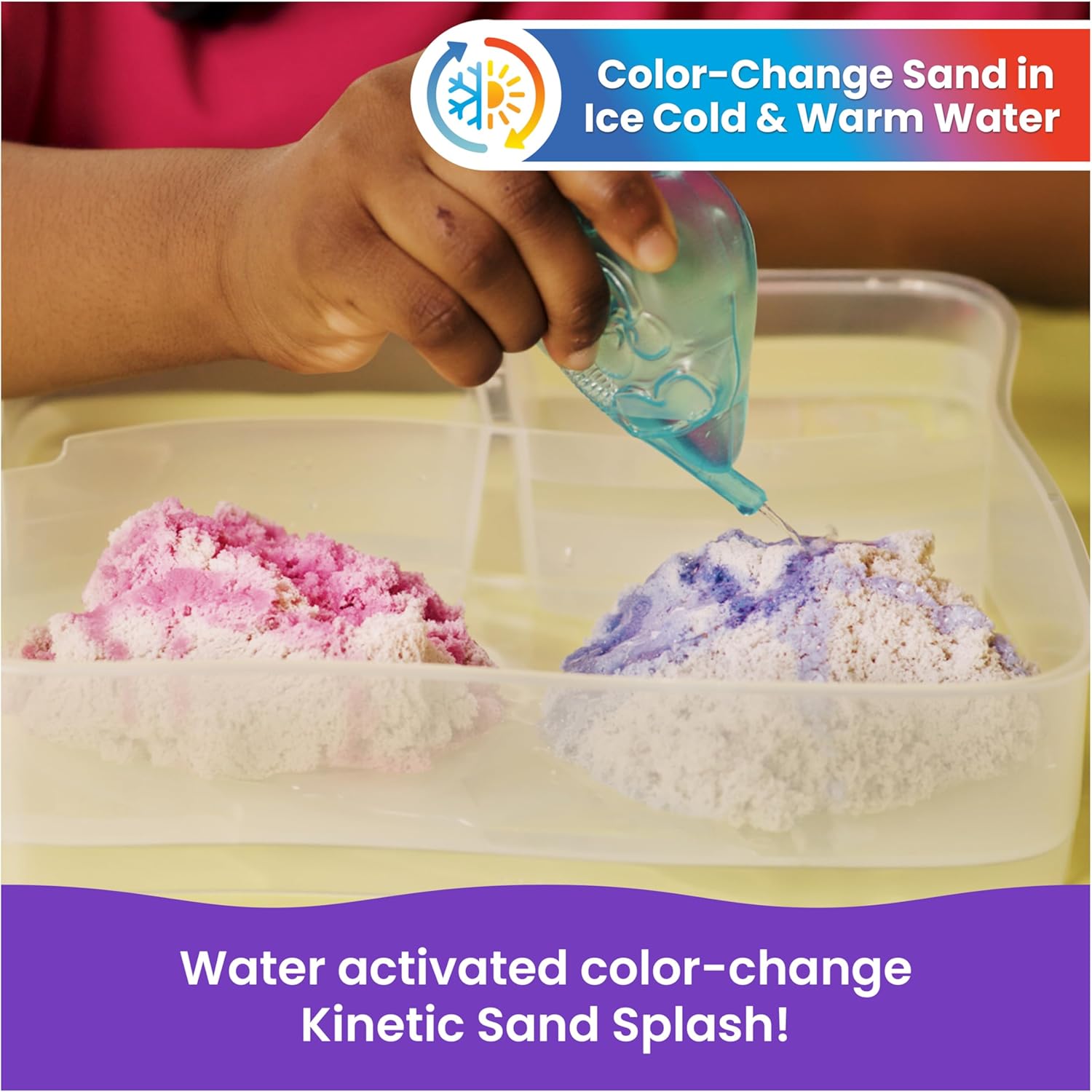 Alternative view of Kinetic Sand Splash, Water Play Sandbox with 12oz Color-Change Play Sand, 4 Molds & Tray (Amazon Exclusive), Toddler Toys, Kids Toys for Girls & Boys