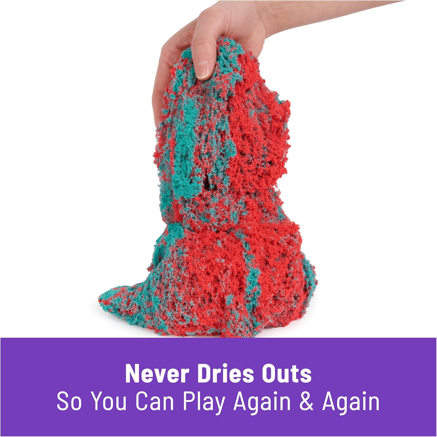 Kinetic Sand Mold n’ Flow with 1.5lbs Red & Teal Play Sand, 3 Tools, Sensory Toys for Kids Ages 3 and up - Image 3