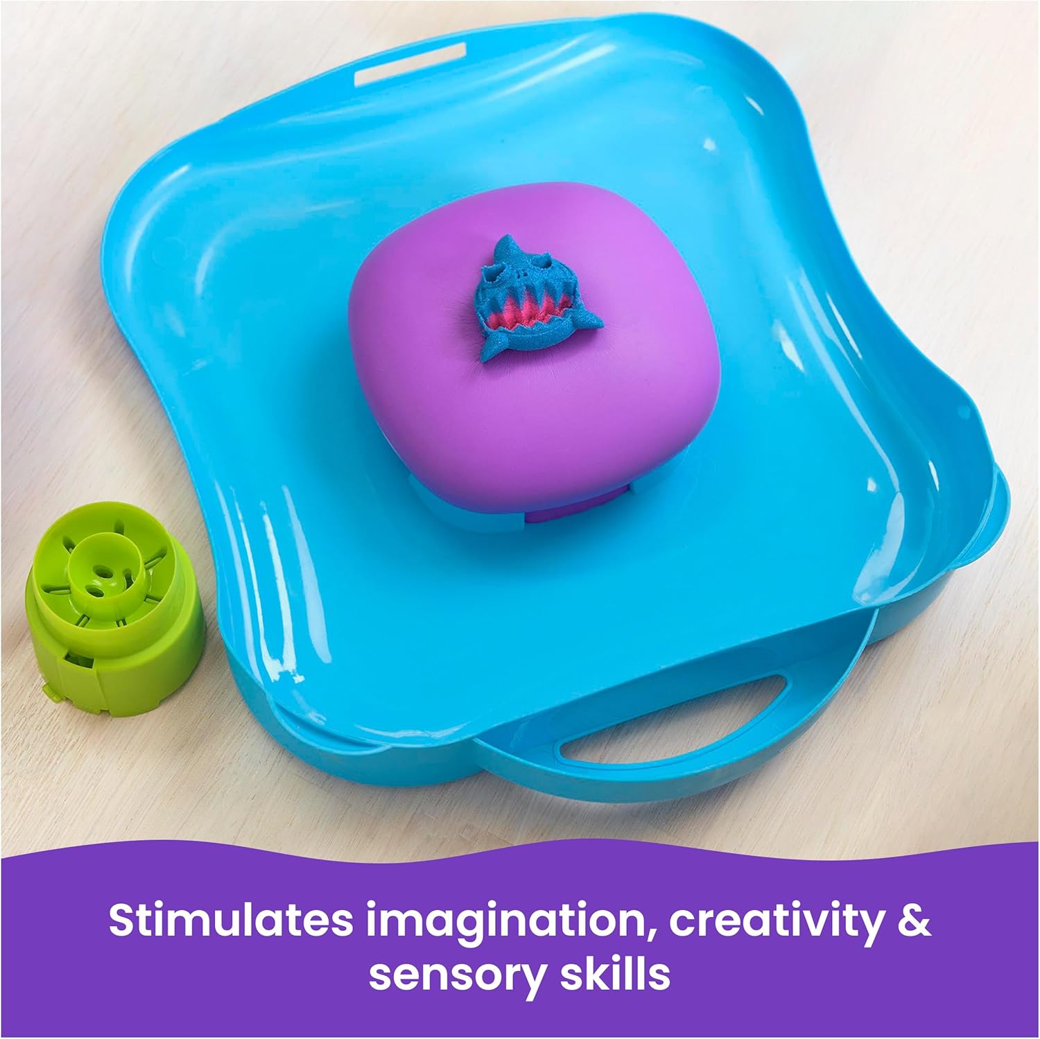 Kinetic Sand, SquishMotion with 1lb Pink, Yellow & Blue Play Sand, Stamper & 5 Tools, Storage Case, Sensory Toys for Kids Ages 5 and up - Image 5
