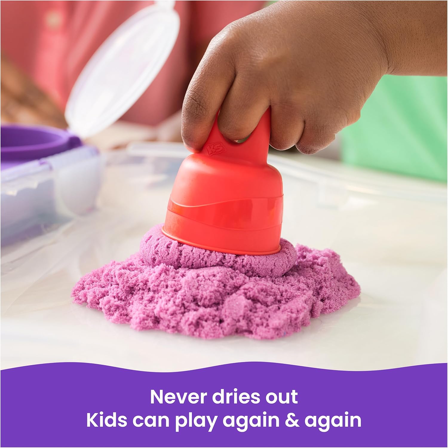 Kinetic Sand, Variety Case with 2lbs Play Sand (Beach, Neon & Shimmer) & 5 Tools, Reusable Storage, Sensory Toys for Kids Ages 3 and up - Image 4