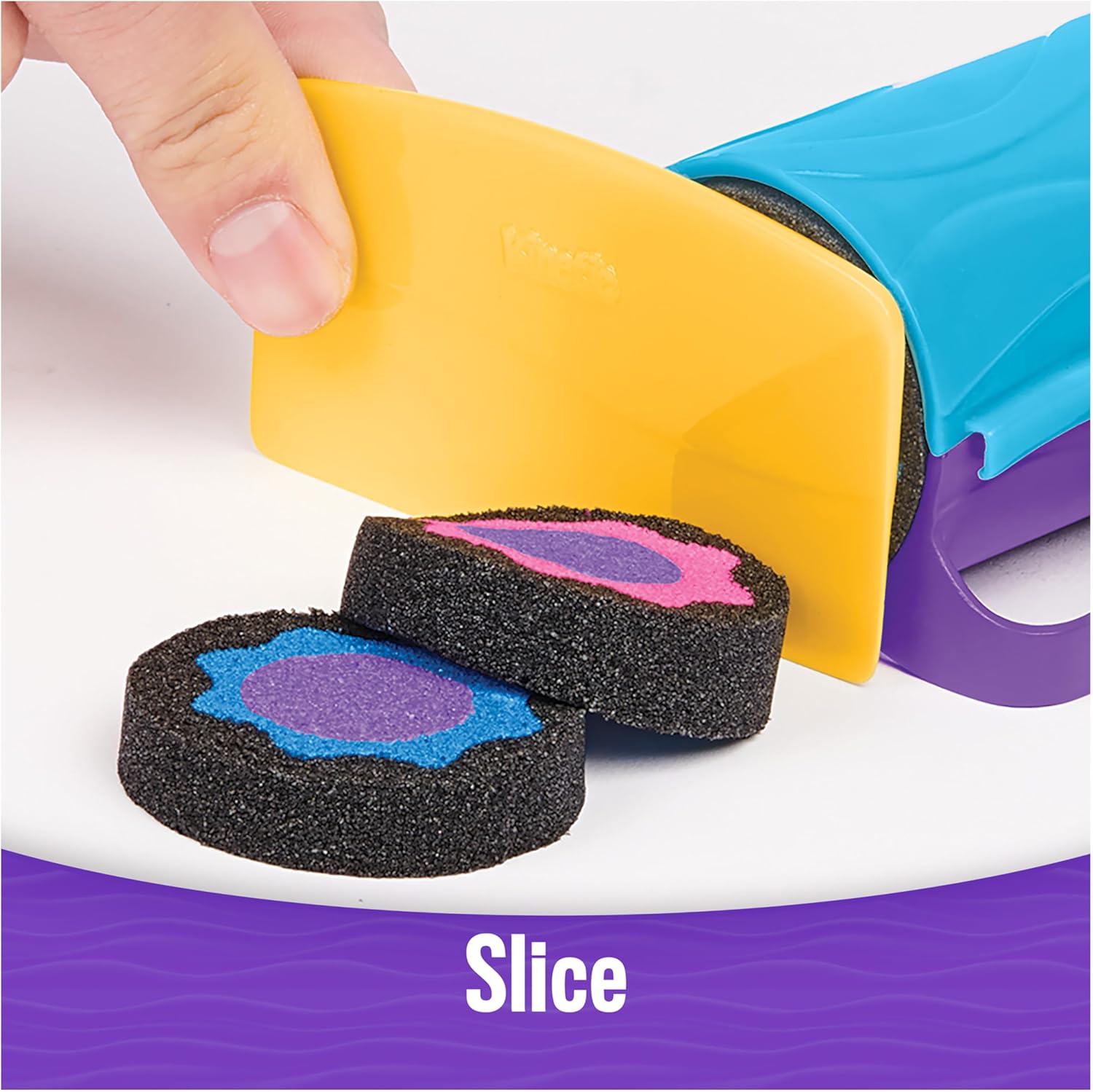 Alternative view of Kinetic Sand, Slice N’ Surprise Set with 13.5oz of Black, Pink and Blue Play Sand and 7 Tools, Sensory Toys for Kids Ages 3 and up