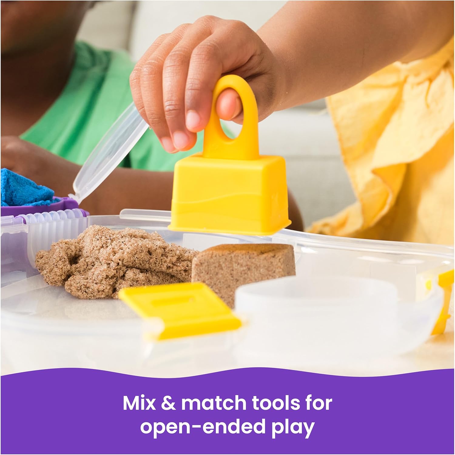 Kinetic Sand, Variety Case with 2lbs Play Sand (Beach, Neon & Shimmer) & 5 Tools, Reusable Storage, Sensory Toys for Kids Ages 3 and up - Image 3