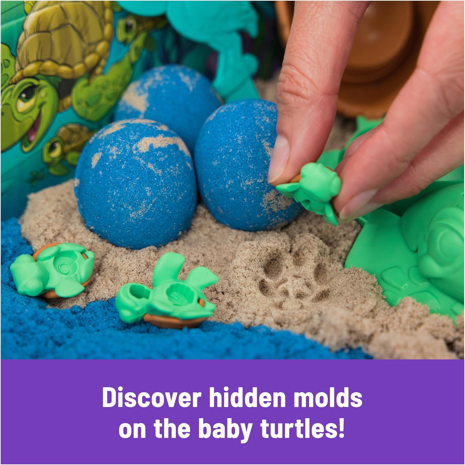 Kinetic Sand, Project Planet Turtle Beach with 14oz Play Sand, Tools & Molds, Sustainably Minded Eco Friendly Materials, Sensory Toys for Kids - Image 6