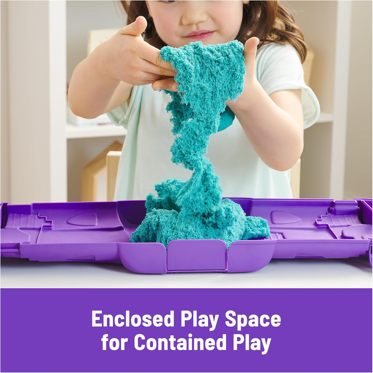 Kinetic Sand, Castle Case with 1lb Teal Play Sand & Storage Container, Sensory Toys, Holiday Gifts & Stocking Stuffers for Kids Ages 3 and up - Image 3