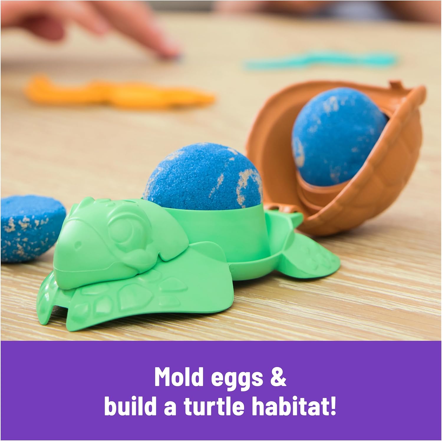 Kinetic Sand, Project Planet Turtle Beach with 14oz Play Sand, Tools & Molds, Sustainably Minded Eco Friendly Materials, Sensory Toys for Kids - Image 5