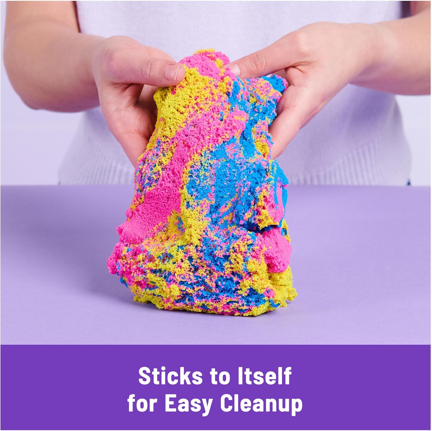 Kinetic Sand, Squish N’ Create Playset with 13.5oz Blue, Yellow & Pink Play Sand, 5 Tools, Sensory Toys for Kids Ages 3 and up - Image 5
