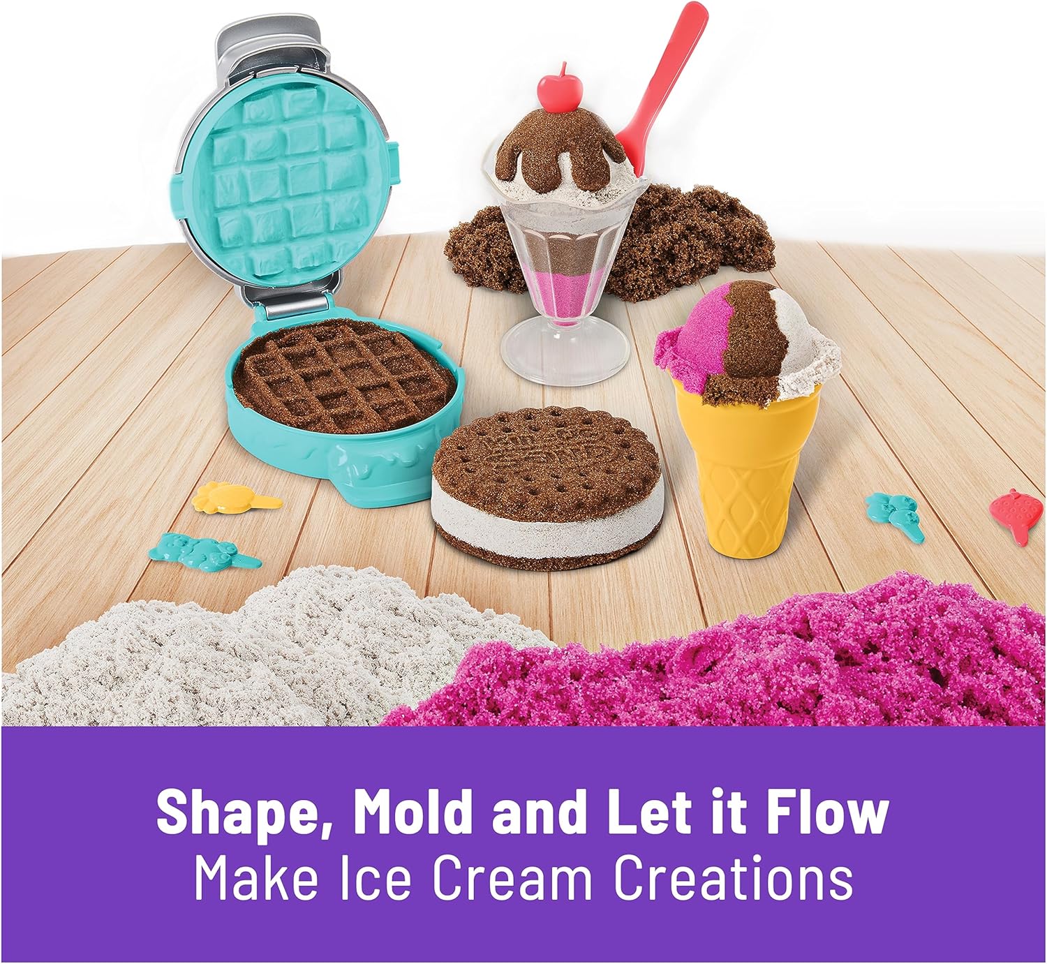 Kinetic Sand Scents, Ice Cream Treats Playset with 3 Colors Scented Play Sand & 6 Tools, Sensory Toys for Kids Ages 3 and up - Image 3