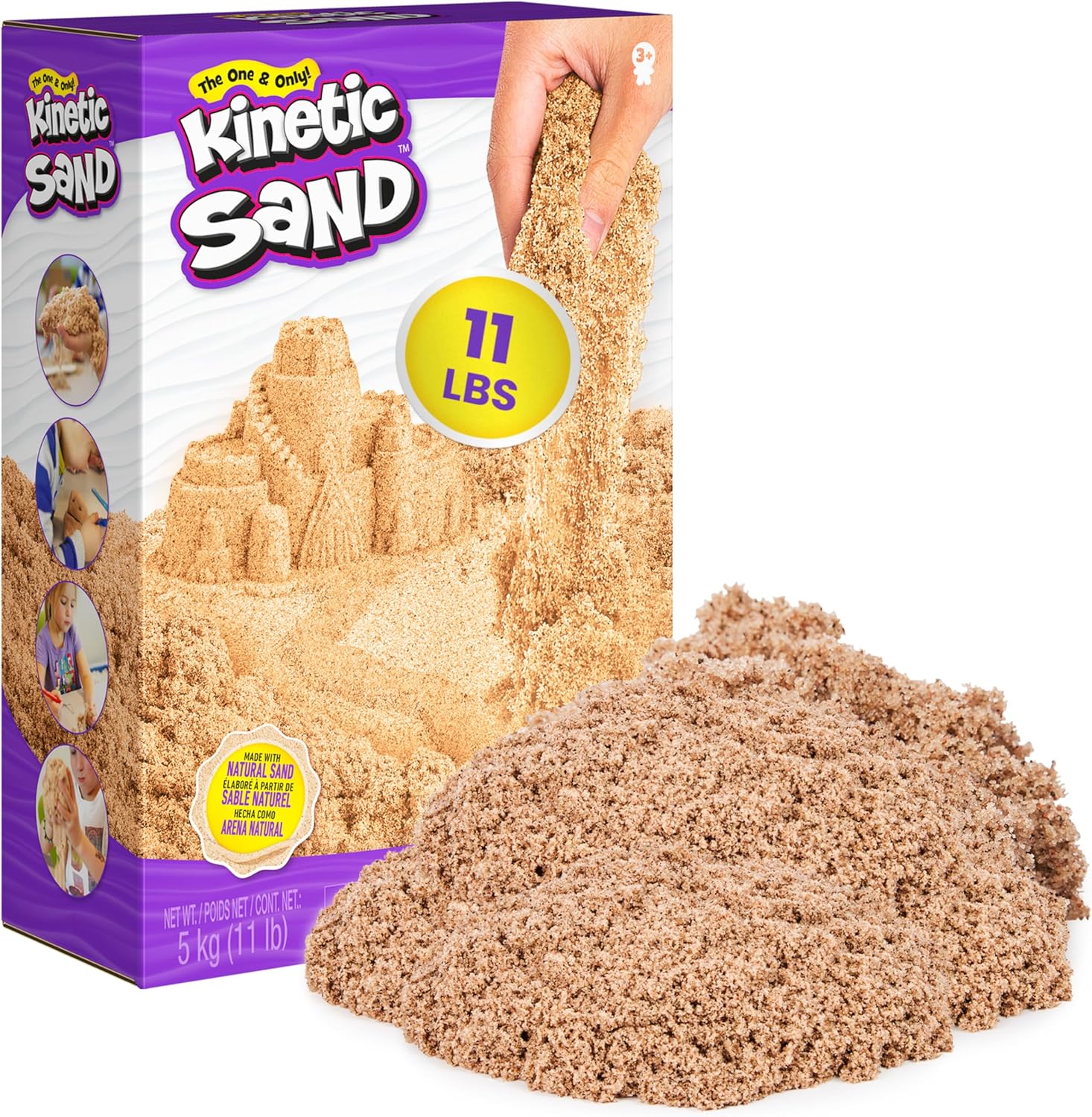 Kinetic Sand, 11lb (5kg) Natural Brown Play Sand for Arts and Crafts, Sandbox, Amazon Exclusive (Packaging May Vary), Moldable Sensory Toys for Ages 3 and up
