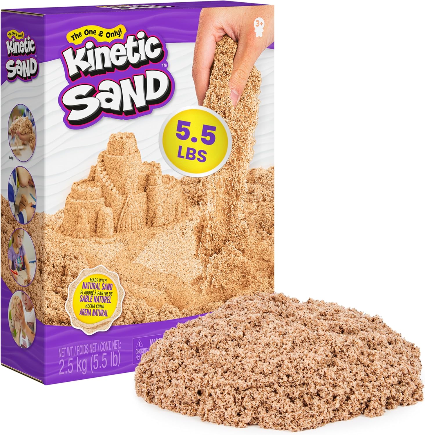 Kinetic Sand, 5.5lbs (2.5kg) Natural Brown Play Sand for Arts and Crafts, Sandbox, Amazon Exclusive (Packaging May Vary), Moldable Sensory Toys, Ages 3 and up