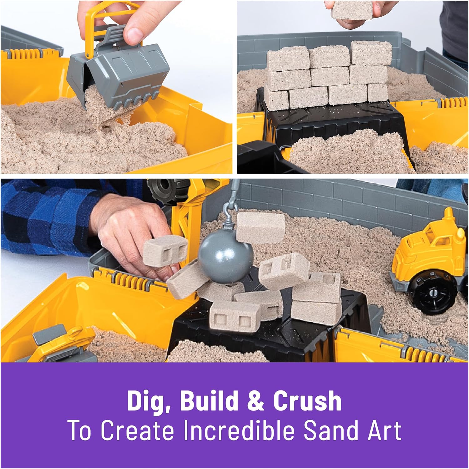 Kinetic Sand, Construction Site Folding Sandbox with 2lbs Play Sand & Toy Truck, Sensory Toys for Kids Ages 3 and up - Image 3
