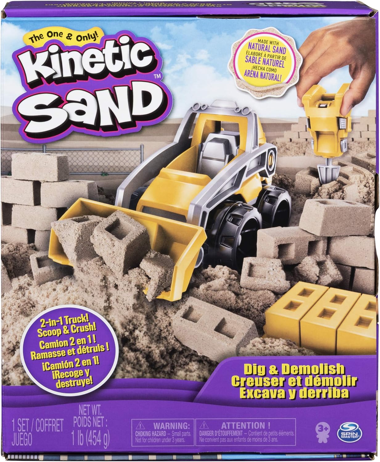 Kinetic Sand, Dig N' Demolish Playset with 1lb Play Sand & Toy Truck, Sensory Toys for Kids Ages 5 and up